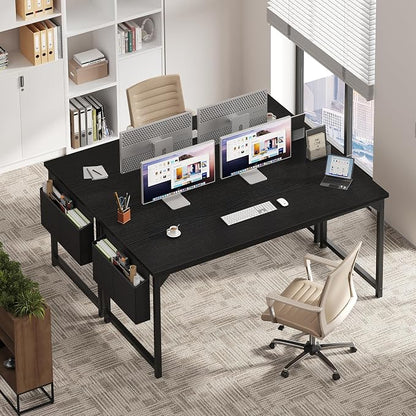 OLIXIS Computer Desk, 63 Inch Gaming Desks for Home Office Small Spaces | Writing Study Craft Work Table, Computer Workstation for Bedroom with Storage Bag, Black