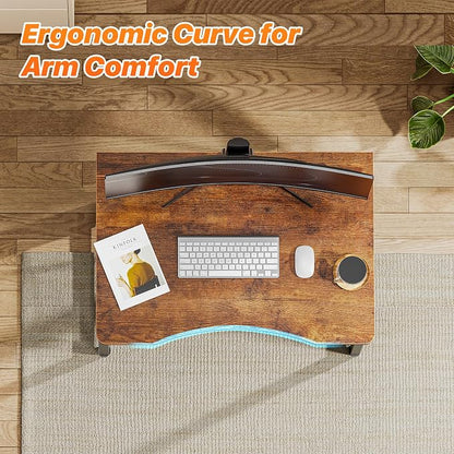 Huuger Folding Desk for Small Spaces, 31.5 Inch Foldable Computer Table, Easy Assembly, for Home Office, Study, Bedroom, Dorm, Space Saving, Small Writing Work Office Computer Desk, Rustic Brown