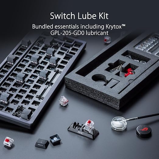ASUS ROG Azoth Wireless Mechanical Gaming Keyboard – 75% TKL, Tri-Mode Connectivity, Hot Swappable Pre-lubed ROG NX Snow Linear Switches, PBT Keycaps, RGB, OLED Display, PC/Mac Support - White | Tri-Mode Connectivity, Hot Swappable Switches, Pre-lubed ...