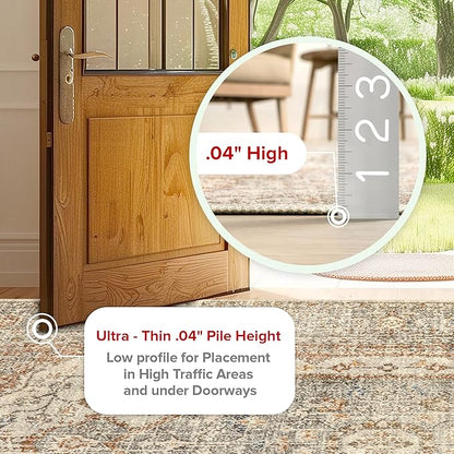 nuLOOM 6x9 Machine Washable Rain Haven Vintage Medallion Area Rug, Light Grey, Traditional Faded Design, Non-Slip Backing, Stain Resistant, For Bedroom, Dining Room, Living Room, Kitchen