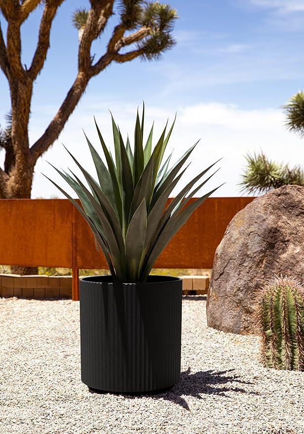 Veradek Round Demi Planter Pots for Indoor/Outdoor Garden Use, Made from Plastic-Concrete Mix with Drainage Holes, Perfect for Small to Large Succulent Plants, Flowers, Modern Interior Plants