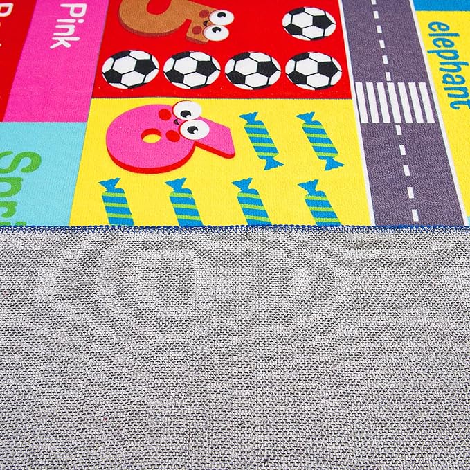 HOMORE Kids Educational Rug, 6x9 Kids Collection Area Rug for Learning Alphabet, Numbers, Colors, Season and Animal Words, Playmat for Classroom Playroom