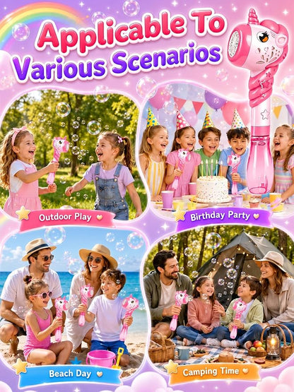 Unicorn Automatic Bubble Wand Solution for Toddler Kid Princess Toy Age 1 2 3 4 5 6 7 8 1yr Year Old Little Girl Gift Machine Outdoor Juegos Juguetes Burbujas Niñas Christmas Pink