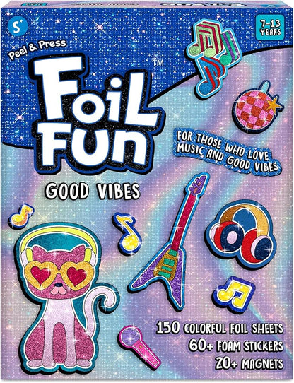 Skillmatics Foil Fun - Good Vibes, 20+ DIY Foil Art Magnets, Mess-Free Craft Kit, 60+ Foam Stickers, Creative Activity for Kids, Tweens, Teens (Ages 7-13), Adults, Gifts, Travel, Party Favor