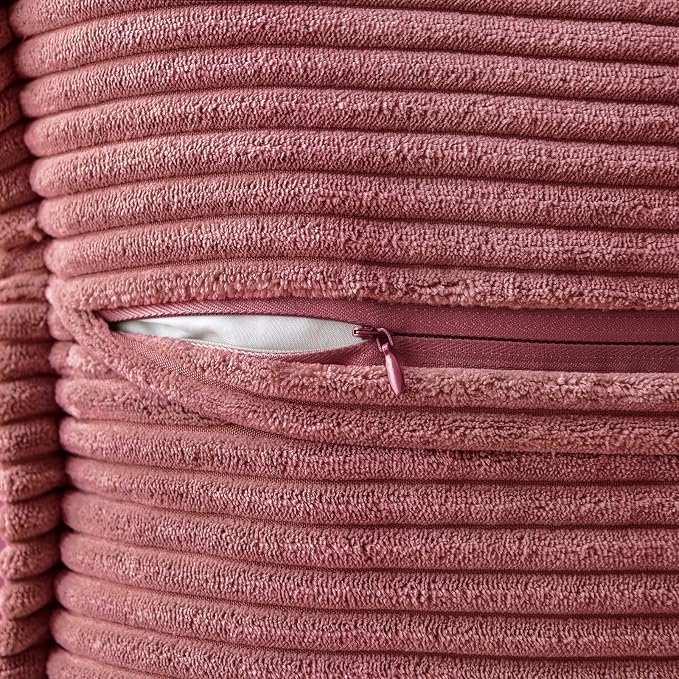 MIULEE Decorative Throw Pillow Covers for Couch Bed Livingroom 18x18 Inch Set of 2 Cranberry Red Boho Accent Throw Pllows Broadside Striped Patchwork Soft Corduroy Pillowcases