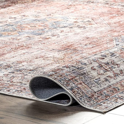 nuLOOM Desna Machine Washable Faded Vintage Ultra Thin Runner Rug, 2' 6" x 10', Peach