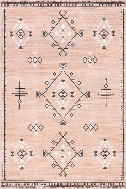 nuLOOM Evalyn Southwestern Machine Washable Ultra Thin Accent Rug, 3' x 5', Pink