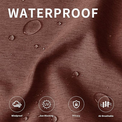 Easy-Going Linen Look Outdoor Curtains Waterproof Windproof Porch Curtains, Soft Thicken Outdoor Privacy Curtains for Patio, Gazebo, Grommet Top and Tab Bottom Drape, 1 Panel, 54x96 inch, Terra Red
