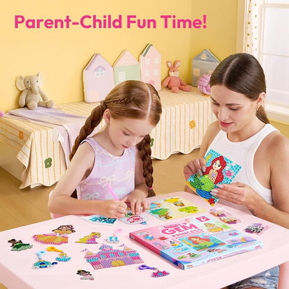 Klever Kits 16 Projects Gem Princess for Kids, Make Your Own Diamond Gem Painting Kit, Arts and Crafts for Girls Ages 6-12, Gem Craft Activities Kits, Premium Art Gift Ideas for Girls Ages 6, 7, 8+