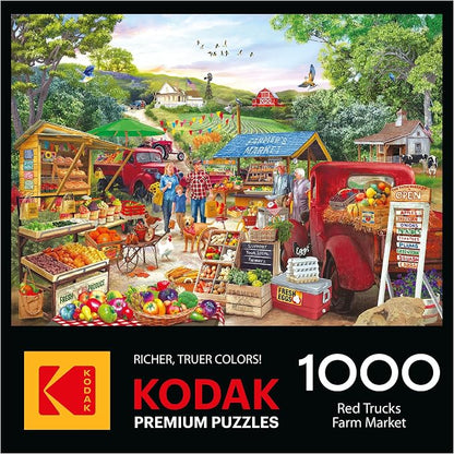 RoseArt - Kodak Premium - Red Trucks Farm Market - 1000 Piece Jigsaw Puzzle for Adults