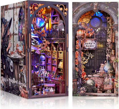 Book Nook Kit DIY Miniature House Dollhouse Judy's Magic World | 3D Wooden, Bookshelf Nook Story, Mini House Gifts, For Adults