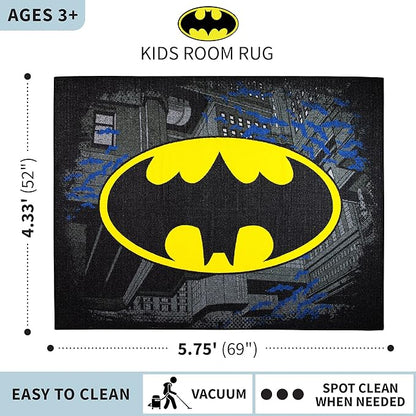 Franco Kids Room Non Slip Area Rug, 69 in x 52 in, Batman
