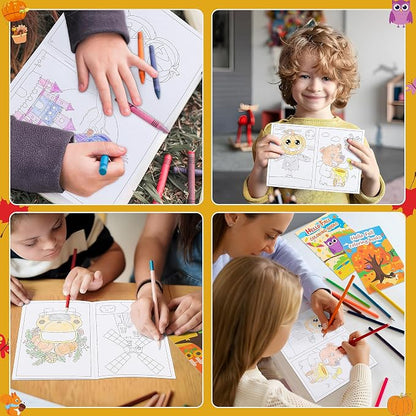 90shine 60PCS Fall Coloring Books for Kids, Thanksgiving Party Favors in Bulk Goodie Bag Stuffers Ages 2-4 3-5 4-8