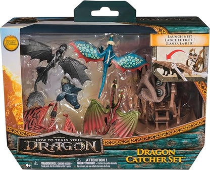 DreamWorks Dragons, 5-Pack Dragon Catcher Set with Hiccup’s Mangler Net Launcher, Kids Toys for Boys & Girls Ages 4 and up
