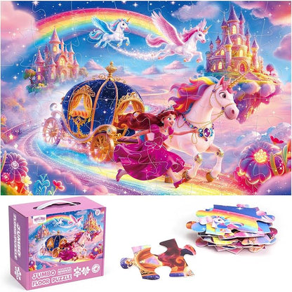 BenBen Floor Puzzles for Kids, 52 Piece Jumbo Mermaid Puzzle for Kids Ages 4-6, Large Jigsaw Puzzle for Toddlers 3-5, Mermaid Toys Birthday Gift for Girls Boys