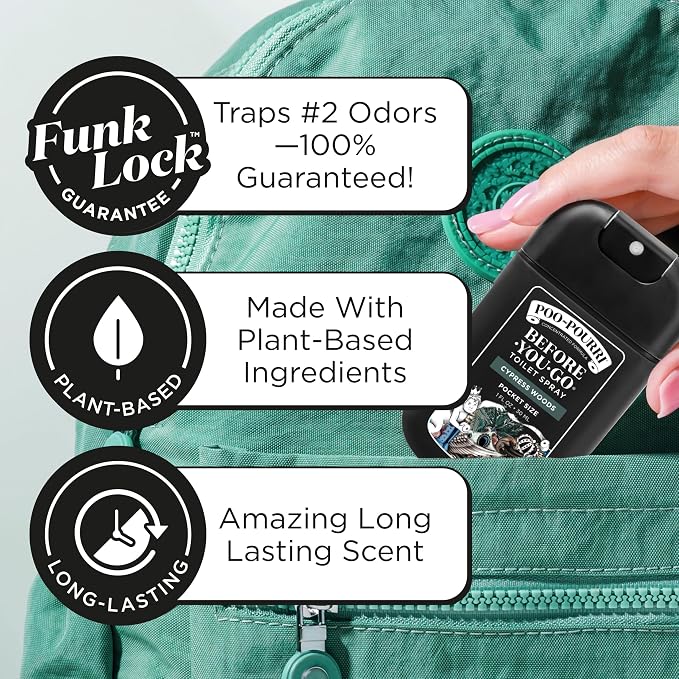 Poo-Pourri Cypress Woods Pocket Sprayer Before-You-Go Toilet Spray - Instantly Trap Bathroom Odor - Plant Based Ingredients & Essential Oils - No synthetic fragrance - Cypress, Pine, Fresh Air Scent