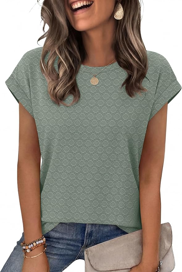 Alaroo Womens Summer Tops Short Sleeve Shirts Crew Neck Tshirt Cute Trendy Tunic Blouses (S-3XL)