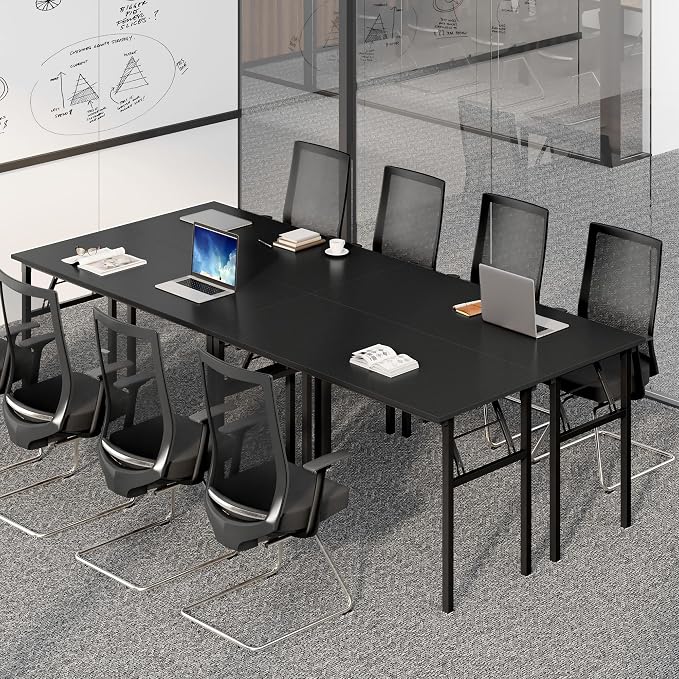 Need Office Computer Desk 60 Inch Sturdy Folding Laptop Table Black | Black Frame Writing Gaming Work Table/Foldable Home Office Desk/Sewing Table, No Assembly Required