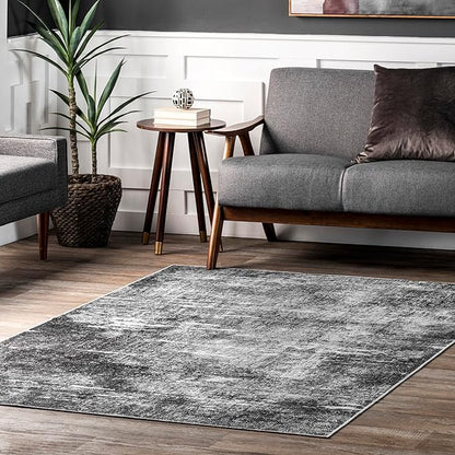 nuLOOM Corinna Modern Abstract Machine Washable Ultra Thin Area Rug, 5' x 8', Charcoal