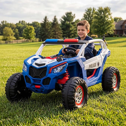 24V 2-Seater UTV Ride on Toy with Remote Control – Powerful 4WD Electric Vehicle Features 4 Shock Absorbers, Leather Seats, Music, and Lights. Designed As a 24V Ride-on Toy for Big Kids