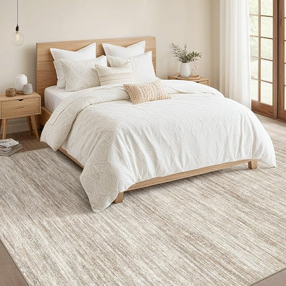 Nakagishi 10x14 Area Rugs Living Room: Washable Large Vintage Rug Neutral Non-Slip Soft Stain Resistant Indoor Carpet for Bedroom Nursery Dining Room Office Playroom - Brown-01