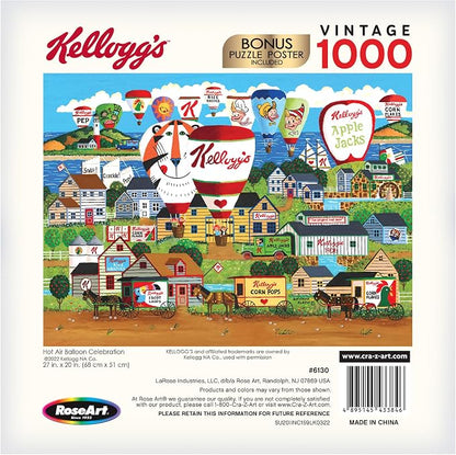 RoseArt - Kellogg's - Hot Air Balloon Celebration - 1000 PC Jigsaw Puzzles for Adults