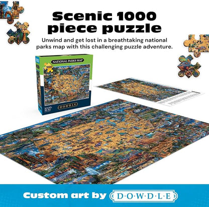 Buffalo Games - Jigsaw Puzzles 1000 Pieces - Dowdle National Parks Map - 1000 Piece Puzzle for Adults - Premium Giftable Foil Box with Reference Poster - Made in USA