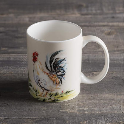 Maison d' Hermine Coffee Mug with Handles Tea Cups (12 Ounce, Pack of 1) | Fine Bone China Coffee Mugs for Hot Beverages Cappuccino Latte Home Restaurant Hotel Spring Summer -Campagne - Coq