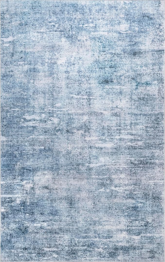 nuLOOM Katia Modern Abstract Machine Washable Ultra Thin Area Rug, 8' x 10', Blue