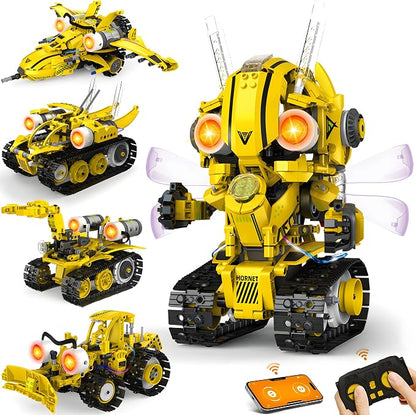 Ivrmtal Robot Building Toys for Kids, 5-in-1 Remote & APP Controlled STEM Building Set for Boys Age 8-12 Technic Coding Robotic Kit Led-Lights Easter Gift for Kids Age 8 9 10 11 12 13 14+ (673pcs)