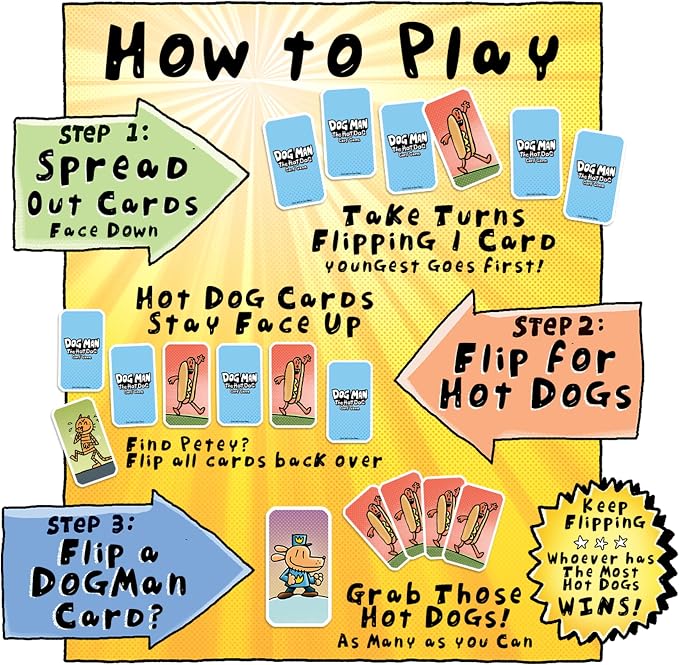 University Games Dog Man Hot Dog Card Game in a Tin , The Fast and Frenzied Collection Game for Kids Featuring Art from the Dog Man Books by Dav Pilkey, for Players Ages 6 and Up