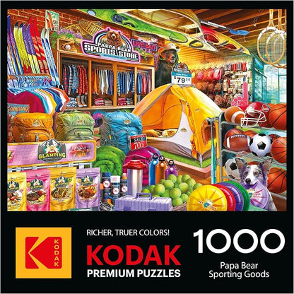 RoseArt Kodak Premium 1000 Piece Jigsaw Puzzle for Adults – Papa Bear Sporting Goods – Colorful Outdoor Camping & Sports Store Scene – Rich, Vivid Colors – 26.625 x 19.25 Inches