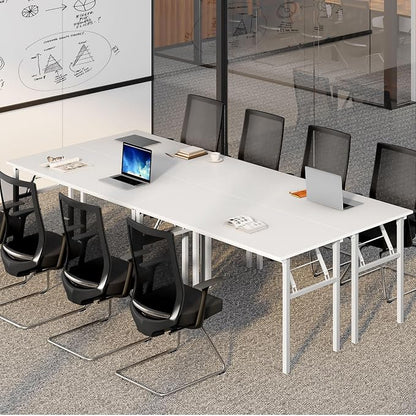 Need Office Computer Desk 60 Inch Sturdy Folding Laptop Table White | White Frame Writing Gaming Work Table/Foldable Home Office Desk/Sewing Table, No Assembly Required