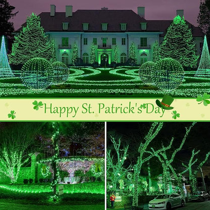 btfarm 4 Pack St Patricks Day Fairy Lights, 320LED 132FT Green Solar String Lights Outdoor Waterproof, 8 Modes Solar Twinkle Lights Irish Decorations for Tree Party Christmas Garden Yard Wedding