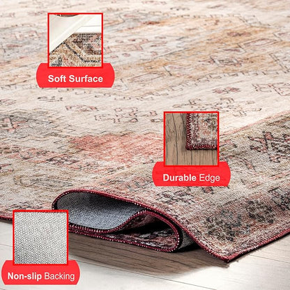 nuLOOM Emani Machine Washable Medallion Ultra Thin Area Rug, 5' x 8', Multi