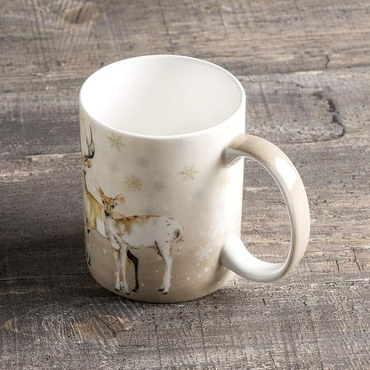 Maison d' Hermine Coffee Mug with Handles Tea Cups (15 Ounce, Pack of 1) | Fine Bone China Coffee Mugs for Hot Beverages Cappuccino Latte Home Restaurant Spring Summer -Deer In The Woods - Oh Deer