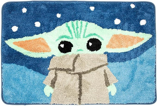 Jay Franco Star Wars The Mandalorian Blue Space Tufted Polyester Bath Rug, Kids Bath Features Baby Yoda Grogu (Official Star Wars Product)