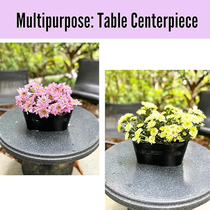 LaLaGreen Rail Planter Outdoor Plants(5 Pack, 11.8 Inch) Black Metal Iron Hanging Flower Pots Deck Railings Fence Buckets Modern Countryside Boho Style Wall Mount Window Box Plant Holder Porch Decor
