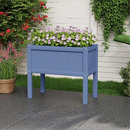 Raised Garden Bed with Drainage Hole Waterproof HDPE Elevated Planter Box with Legs Stable and Durable to Plant Herb Vegetable Flower,Patio,Balcony Outdoors/Indoors Navy