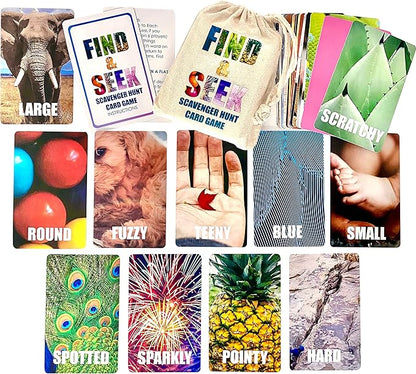 Hapinest Find and Seek Scavenger Hunt Card Game, Indoor Outdoor Activities for Kids Toddler & Family, Beach Camping Travel Car Games for Road Trips, Kids Scavenger Hunt Game Age 3 4 5 6 Years Old & Up
