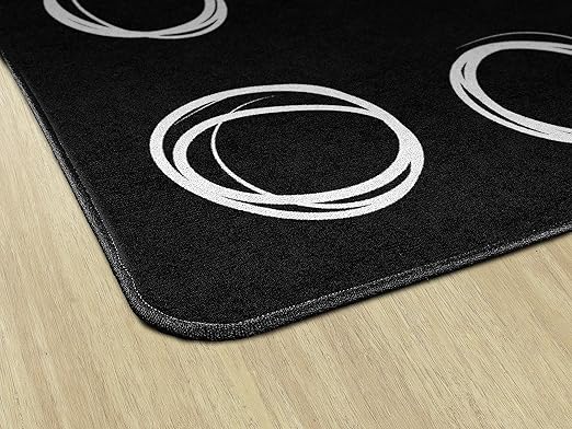 Flagship Carpets Circle Sampler Abstract Educational Area Rug for Kids Room or Childrens Classroom Carpet, Playroom or Home Learning, 7'6" x 12', Black
