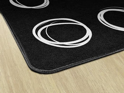 Flagship Carpets Circle Sampler Abstract Educational Area Rug for Kids Room or Childrens Classroom Carpet, Playroom or Home Learning, 7'6" x 12', Black