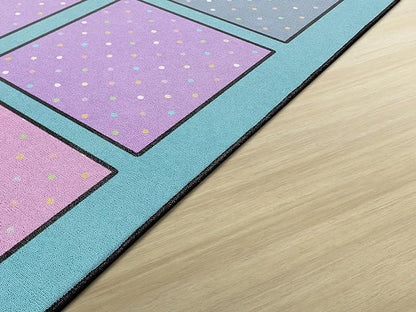 Flagship Carpets Happy Squares Educational Area Rug for Kids Room Seating Décor, Children's Classroom, Play Carpet for Teaching and Playroom, Seats 30, 10'6"x13'2", Blue & Multi Color