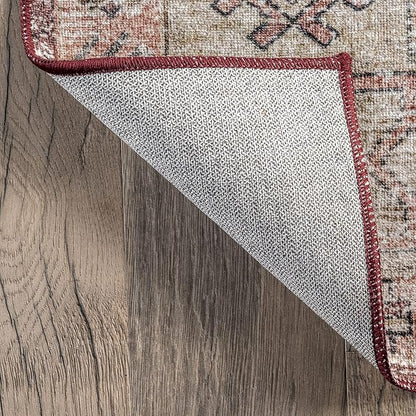 nuLOOM Emani Machine Washable Medallion Ultra Thin Area Rug, 5' x 8', Multi