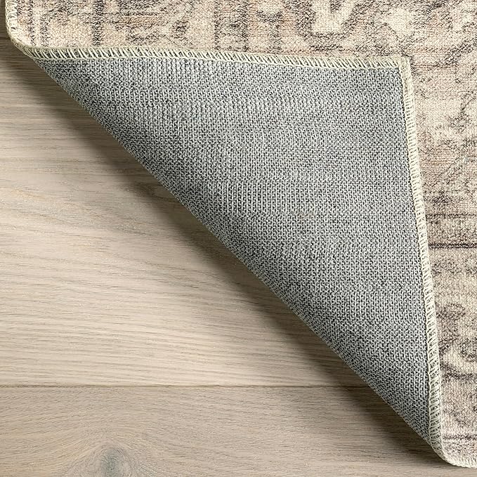 nuLOOM 2x3 Machine Washable Rain Haven Vintage Medallion Area Rug, Grey, Traditional Faded Design, Non-Slip Backing, Stain Resistant, For Bedroom, Dining Room, Living Room, Kitchen