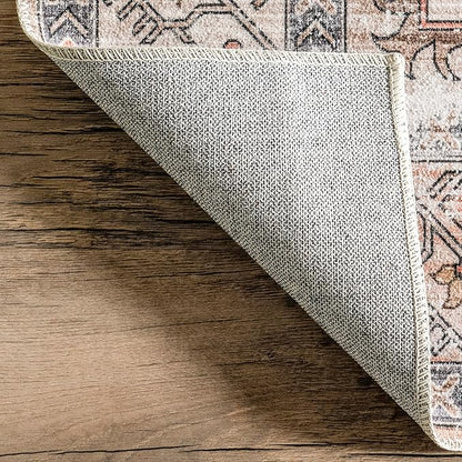 nuLOOM Dawson Machine Washable Distressed Medallion Ultra Thin Area Rug, 8' x 10', Beige