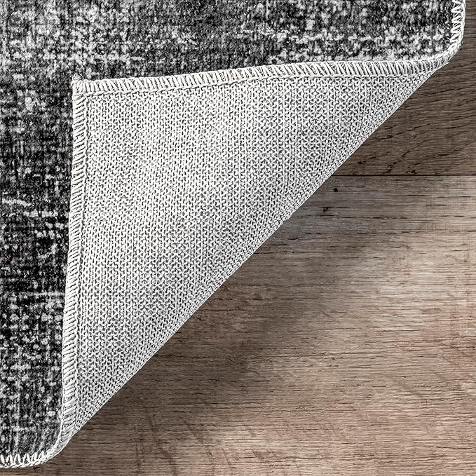 nuLOOM Corinna Modern Abstract Machine Washable Ultra Thin Area Rug, 5' x 8', Charcoal