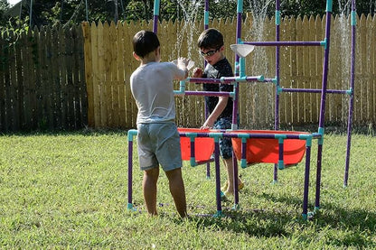 Milliard Water Park Sprinkler Toy for Kids, Outdoor Water Sprinkler with Splash Buckets, Water Table, and Faucets, Backyard Waterpark for Outdoor Summer Fun Activities