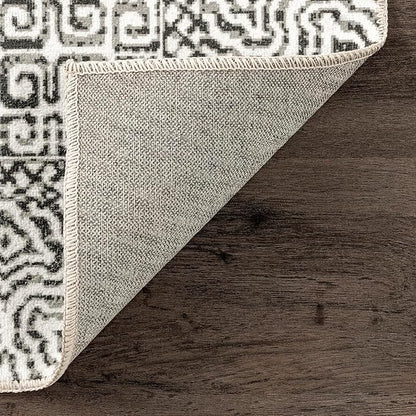 nuLOOM Abstract Tribal Machine Washable Ultra Thin Area Rug, 6x9, Grey