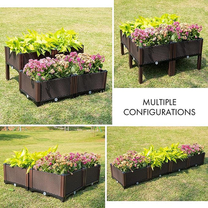 D'vine Dev Raised Beds - Elevated Garden Box with Drainage Plug, Standing Planter Beds for Vegetable/Flower/Herb Gardening Kit, RGB-4